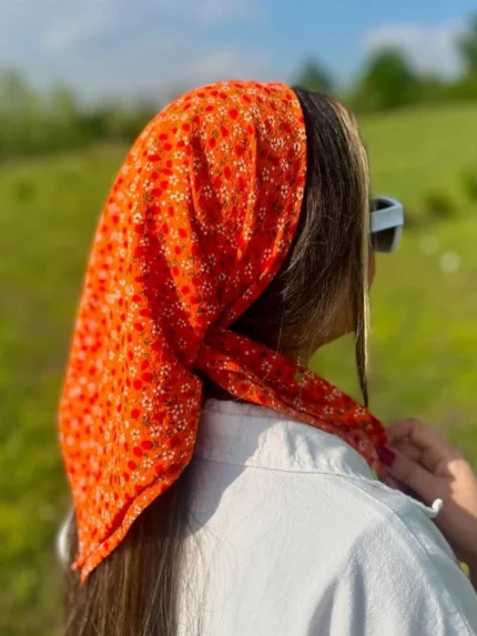 مینی اسکارف گل گلی انیتا. رنگ نارنجی