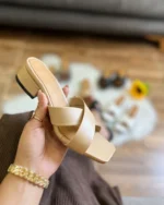 صندل چرم ضبدری با پاشنه متغیر